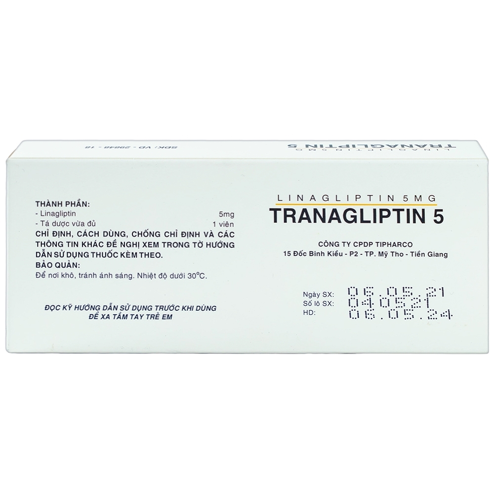 Hình ảnh Thuốc Tranagliptin 5 Tipharco điều trị đái tháo đường típ 2 (3 vỉ x 10 viên) 