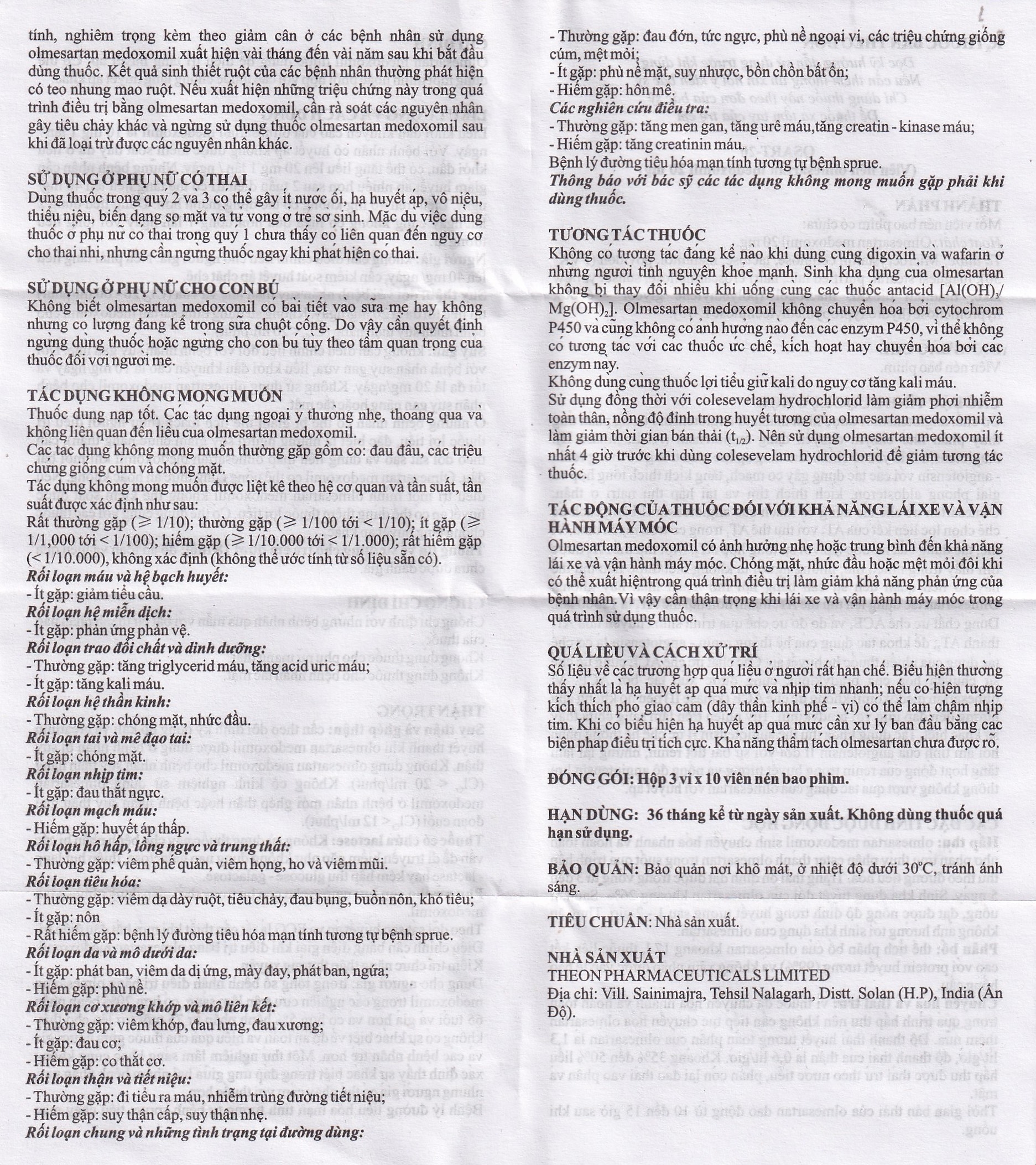 Hình ảnh Viên nén Osart-20 Theon Pharma điều trị tăng huyết áp, xơ vữa động mạch (3 vỉ x 10 viên)