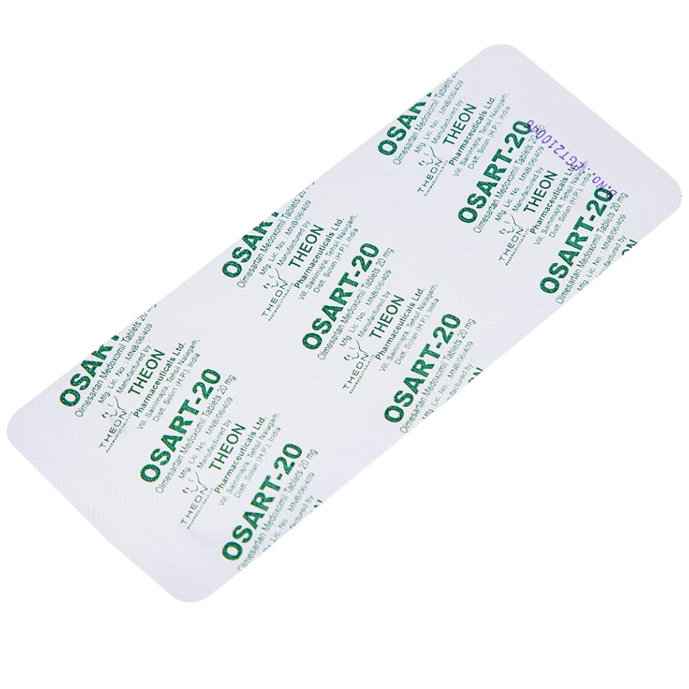 Hình ảnh Viên nén Osart-20 Theon Pharma điều trị tăng huyết áp, xơ vữa động mạch (3 vỉ x 10 viên)