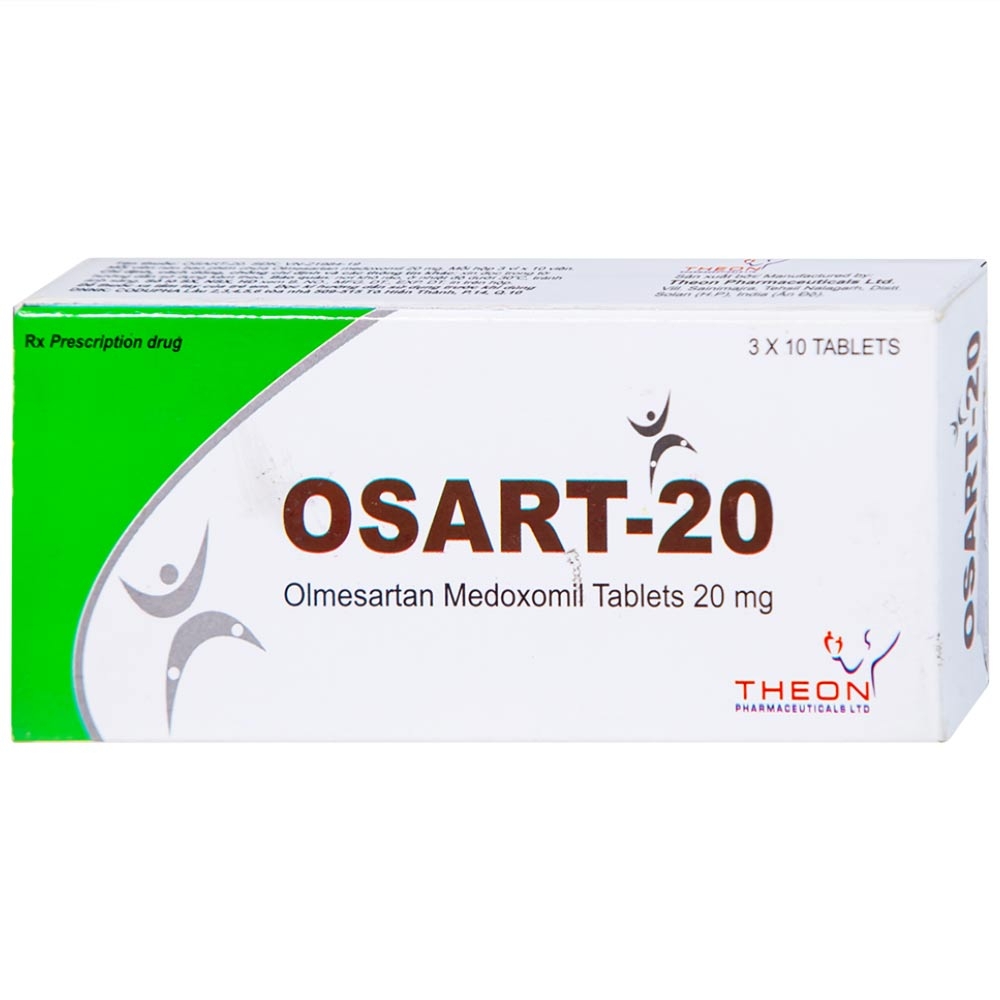 Hình ảnh Viên nén Osart-20 Theon Pharma điều trị tăng huyết áp, xơ vữa động mạch (3 vỉ x 10 viên)