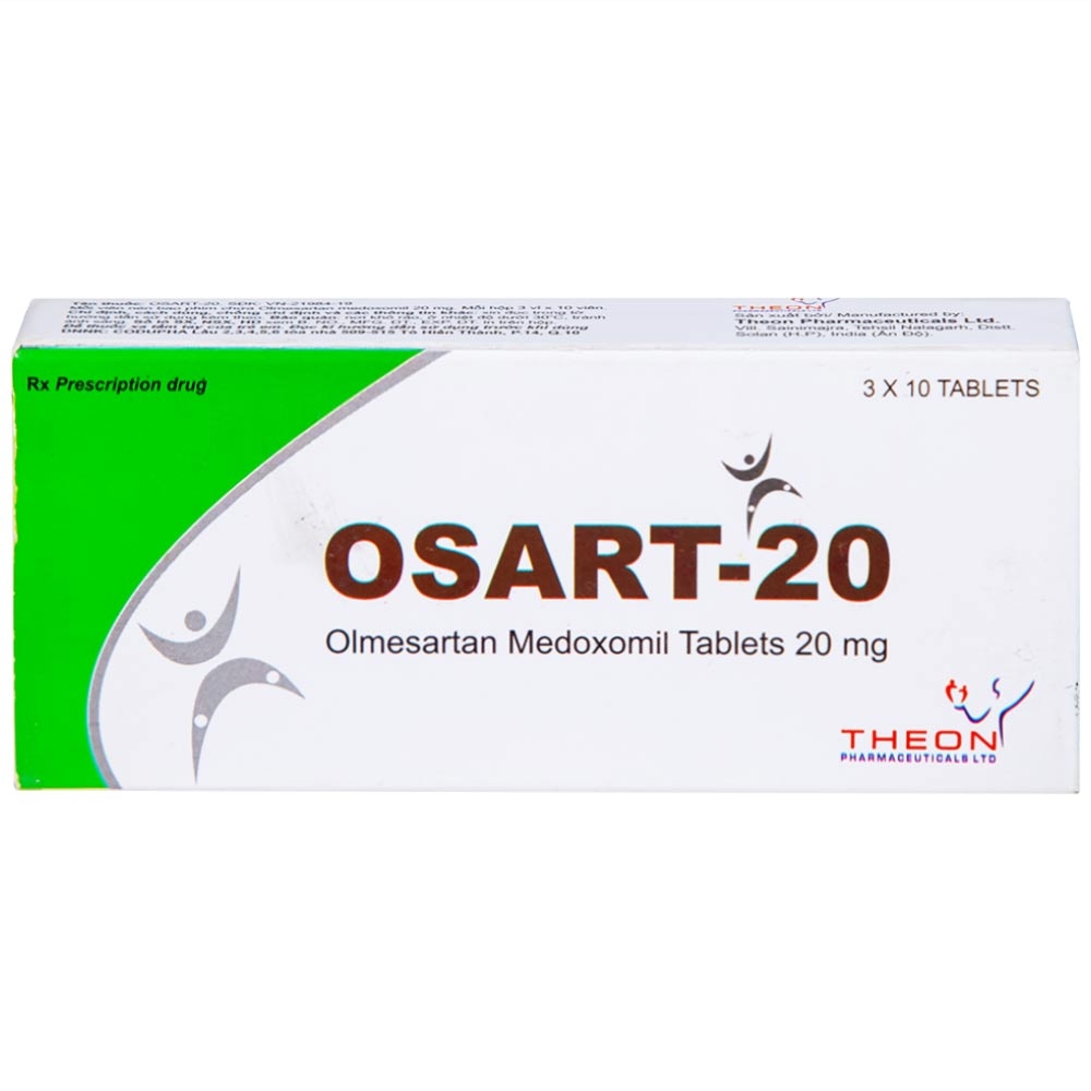 Hình ảnh Viên nén Osart-20 Theon Pharma điều trị tăng huyết áp, xơ vữa động mạch (3 vỉ x 10 viên)