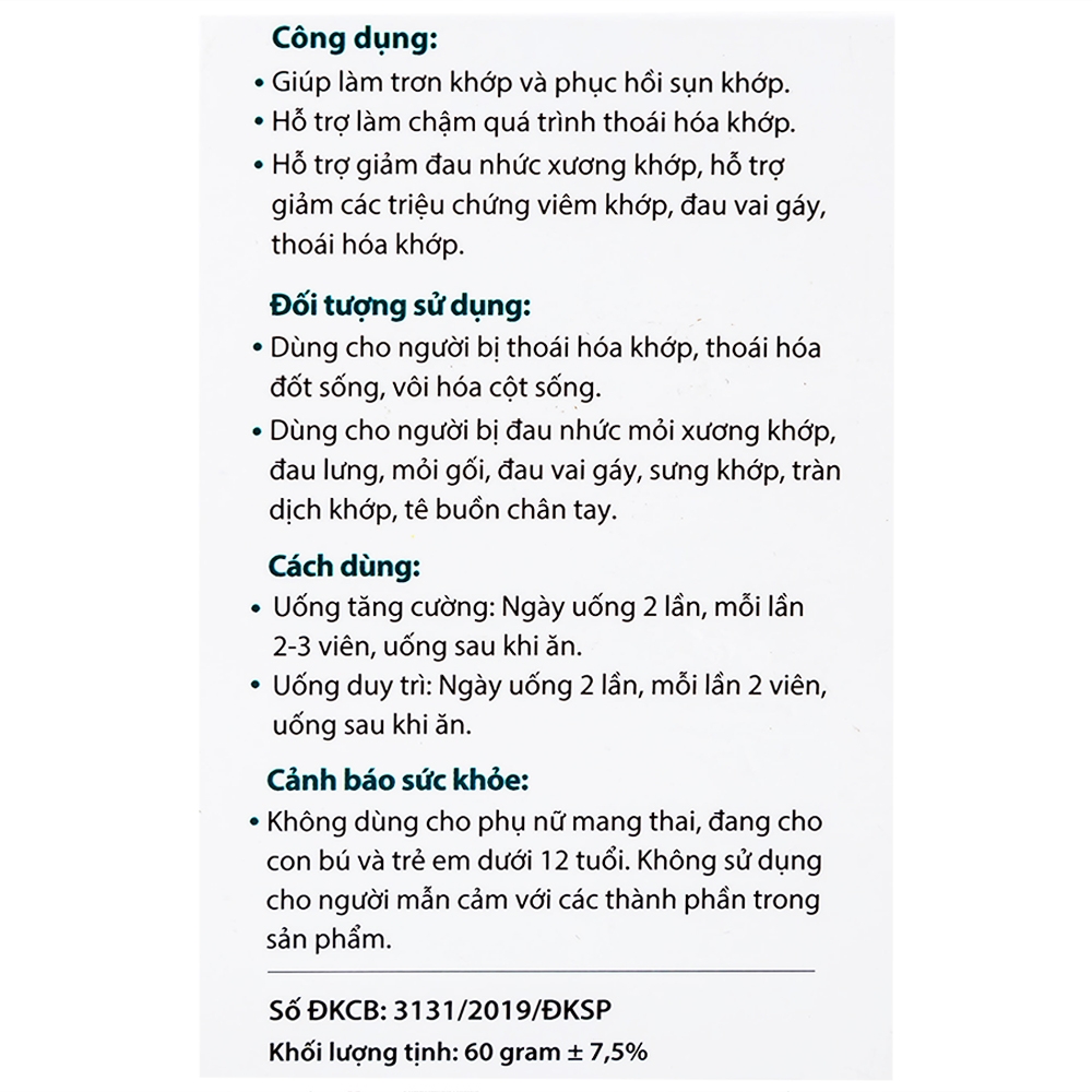 Hình ảnh Viên xương khớp Khương Thảo Đan hỗ trợ làm trơn khớp và phục hồi sụn khớp (120 viên)