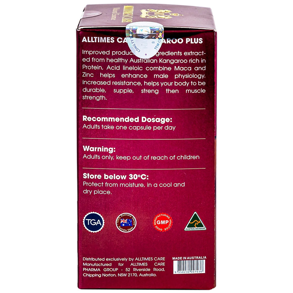 Hình ảnh Viên uống Alltimes Care Kangaroo 6000Mg Plus tăng cường sinh lực nam giới (30 viên)