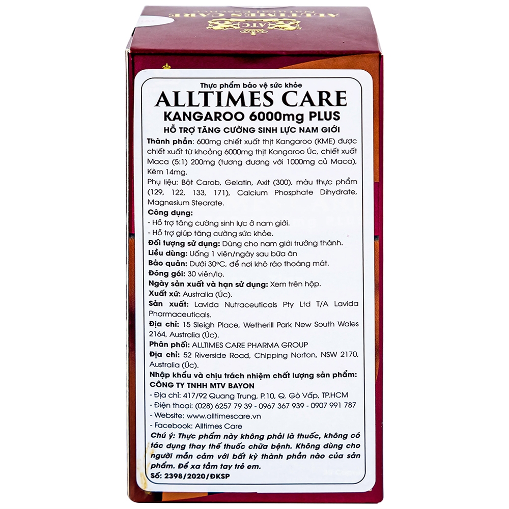 Hình ảnh Viên uống Alltimes Care Kangaroo 6000Mg Plus tăng cường sinh lực nam giới (30 viên)