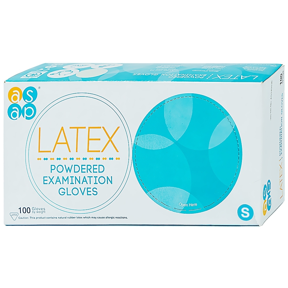 Hình ảnh Găng tay cao su y tế có bột Latex ASAP Malaysia Size S (100 cái)