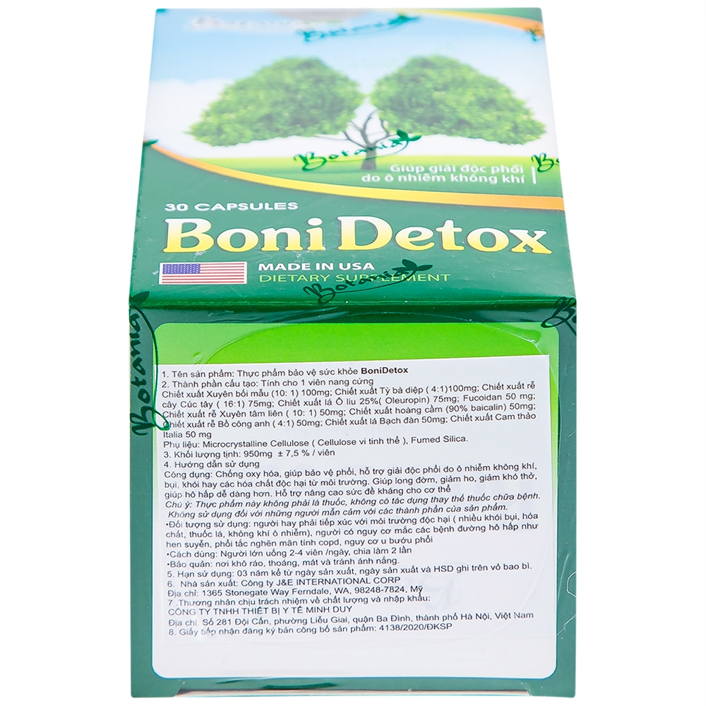 Hình ảnh Viên uống BoniDetox Botania chống oxy hóa, hỗ trợ bảo vệ phổi (30 viên)