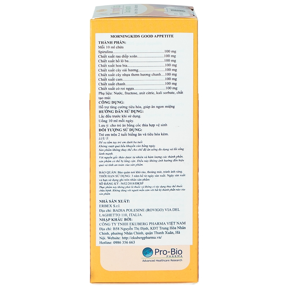 Hình ảnh Dung dịch MorningKids Good Appetite tăng cường tiêu hóa, giúp ăn ngon miệng (150ml)