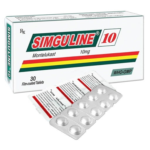Hình ảnh Thuốc Simguline 10 Usa - Nic Pharma điều trị viêm mũi dị ứng, hen phế quản (3 vỉ x 10 viên)