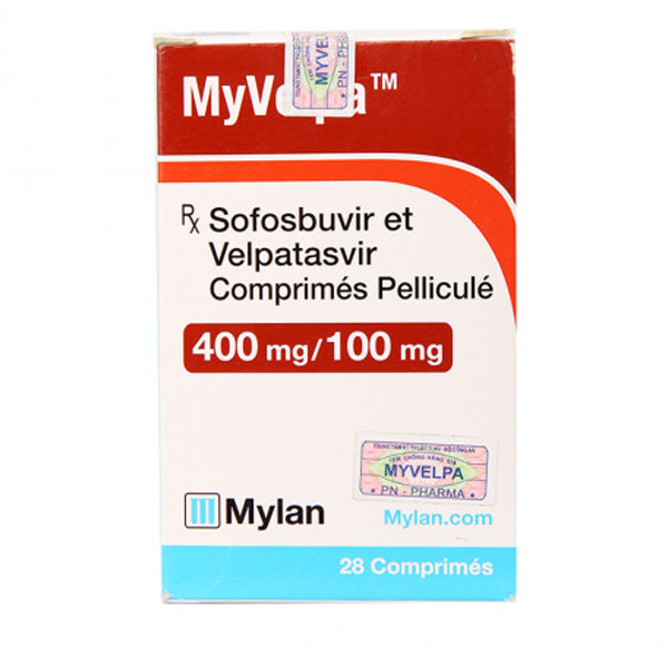 Hình ảnh Thuốc Myvelpa 400mg/100mg Mylan điều trị viêm gan C mạn tính (28 viên)