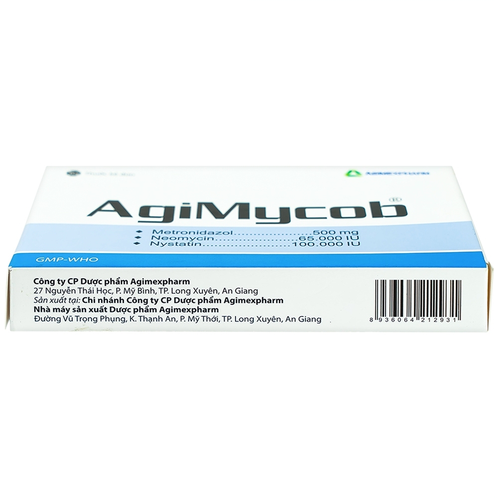 Hình ảnh Viên đặt phụ khoa Agimycob Agimexpharm điều trị viêm âm đạo (1 vỉ x 10 viên)
