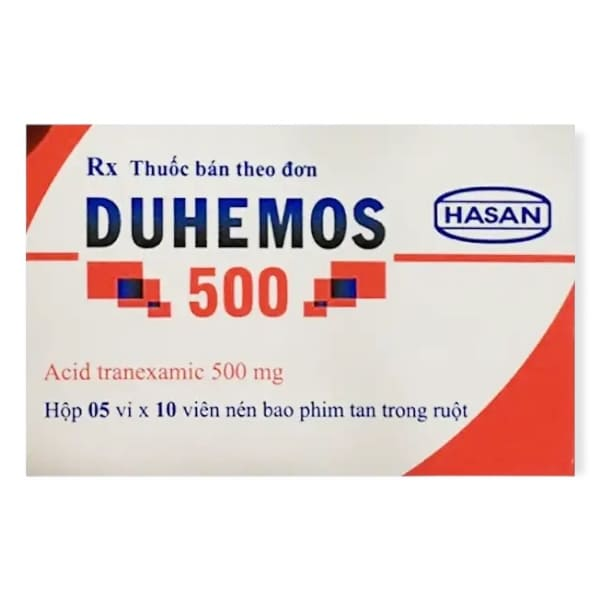 Hình ảnh Thuốc Duhemos 500mg Hasan trị chảy máu do tăng tiêu fibrin như rong kinh, chảy máu cam, sau phẫu thuật (5 vỉ x 10 viên)