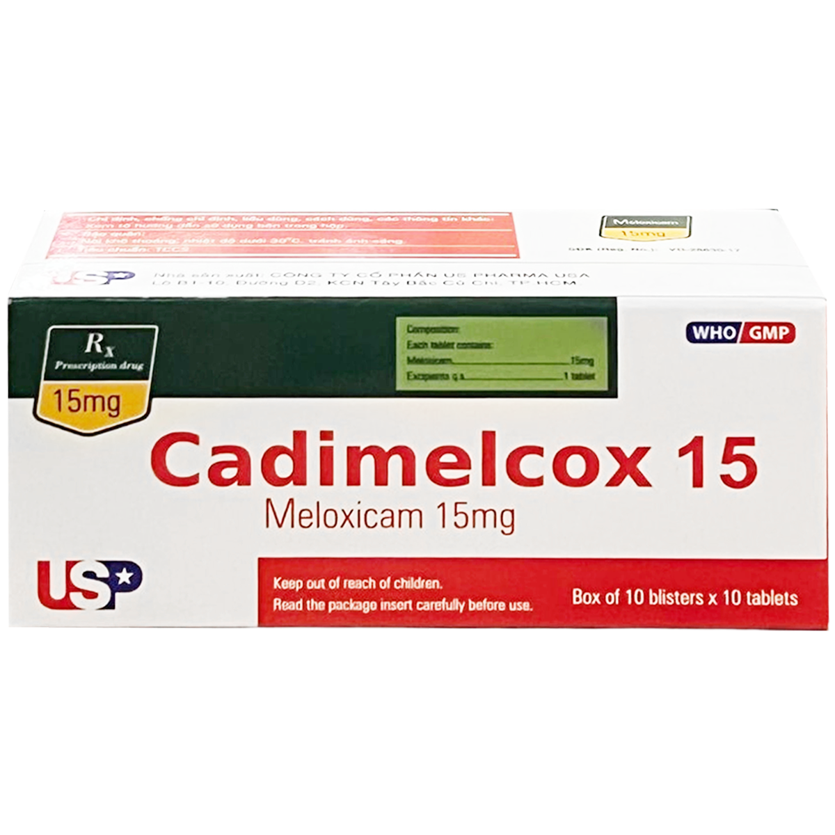 Hình ảnh Thuốc Cadimelcox 15 Usp điều trị các cơn đau do viêm đau xương khớp, viêm khớp dạng thấp (10 vỉ x 10 viên)