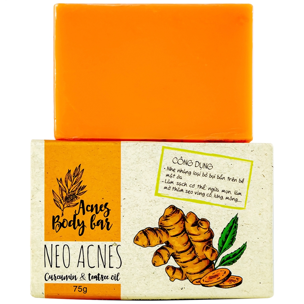 Hình ảnh Xà phòng Acnes Body Bar Neo Acnes Curcumin And Teatree Oil làm sạch bụi bẩn, dầu nhờn trên da (75g)