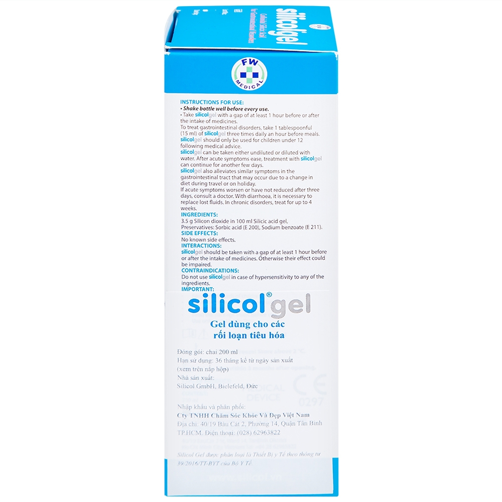 Hình ảnh Gel dùng để uống Silicolgel Colloidal Silicic Acid 200ml dùng cho các rối loạn tiêu hóa, ợ nóng, trào ngược
