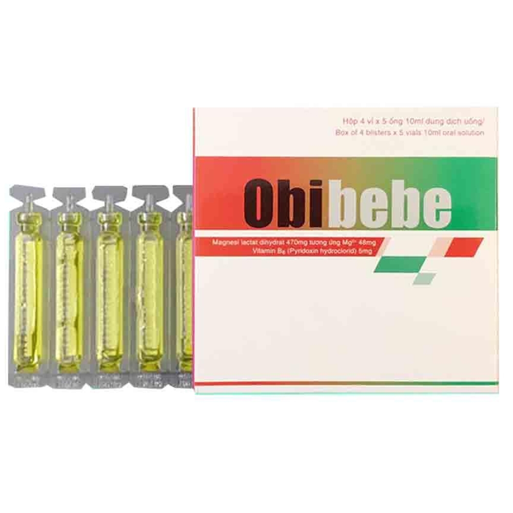 Hình ảnh Dung dịch uống Obibebe Hataphar điều trị thiếu magnesi nặng (4 vỉ x 5 ống)