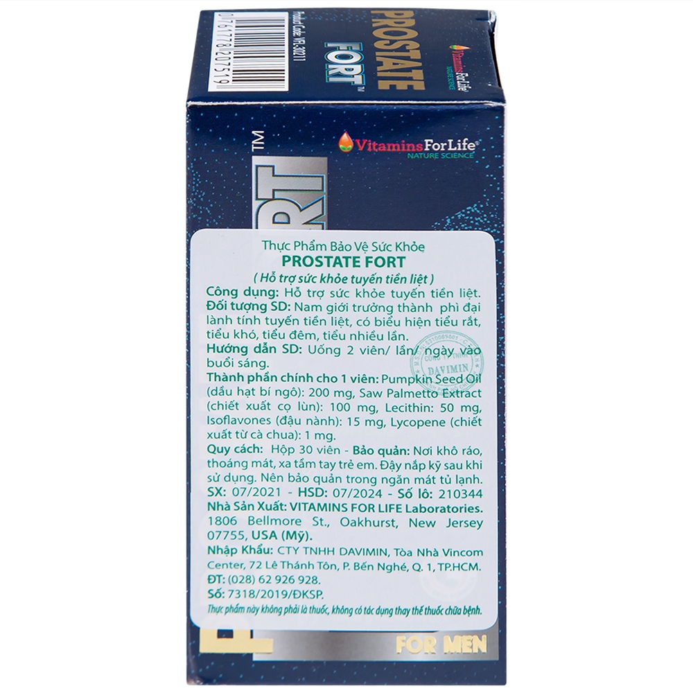Hình ảnh Viên uống Prostate Fort Vitamins For Life hỗ trợ sức khỏe tuyến tiền liệt nam giới (30 viên)