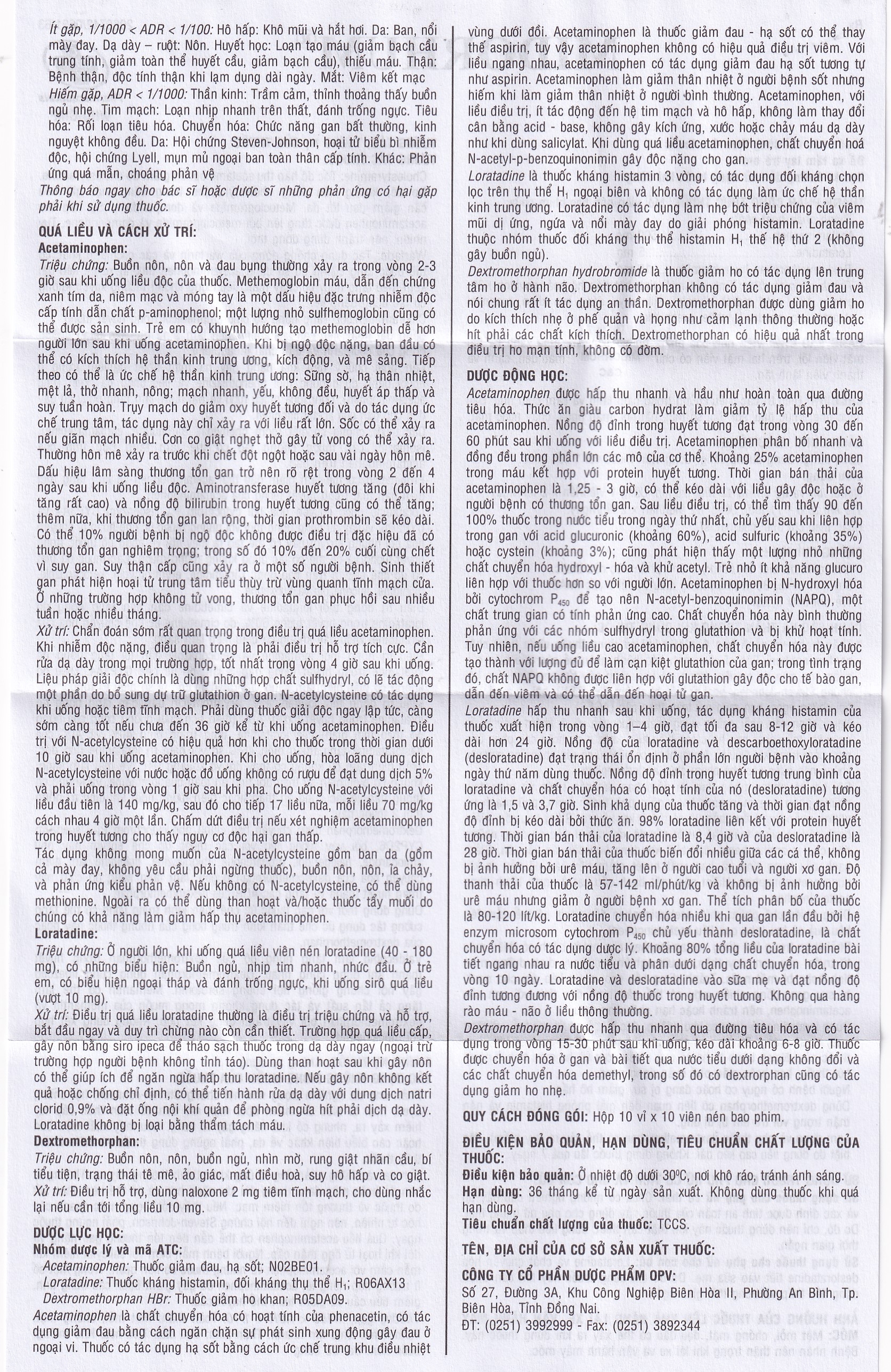 Hình ảnh Viên nén Midorhum OPV hạ sốt, giảm ho, giảm đau, chống dị ứng (10 vỉ x 10 viên)