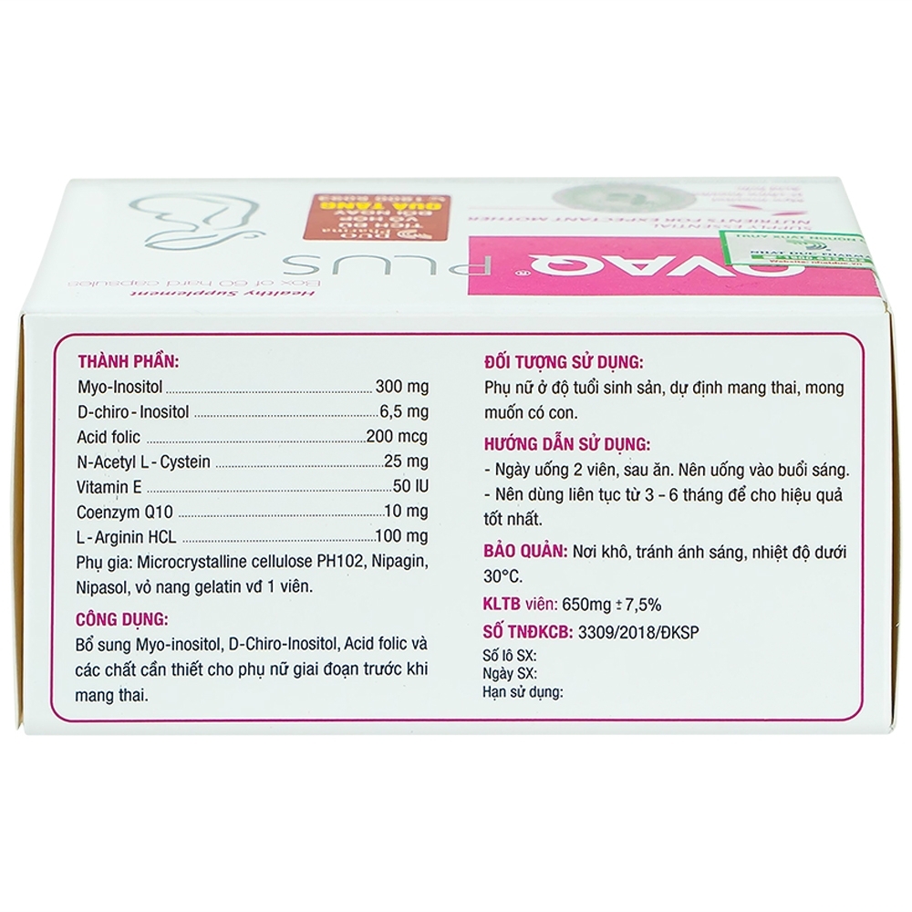 Hình ảnh Viên uống OVAQ Plus TW Mediplantex bổ sung dinh dưỡng cho phụ nữ trước khi mang thai (60 Viên)