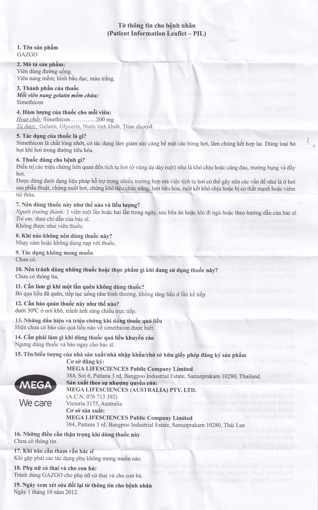 Hình ảnh Thuốc GazGo MEGA We care điều trị khó chịu, căng đau, trướng bụng (3 vỉ x 10 viên)