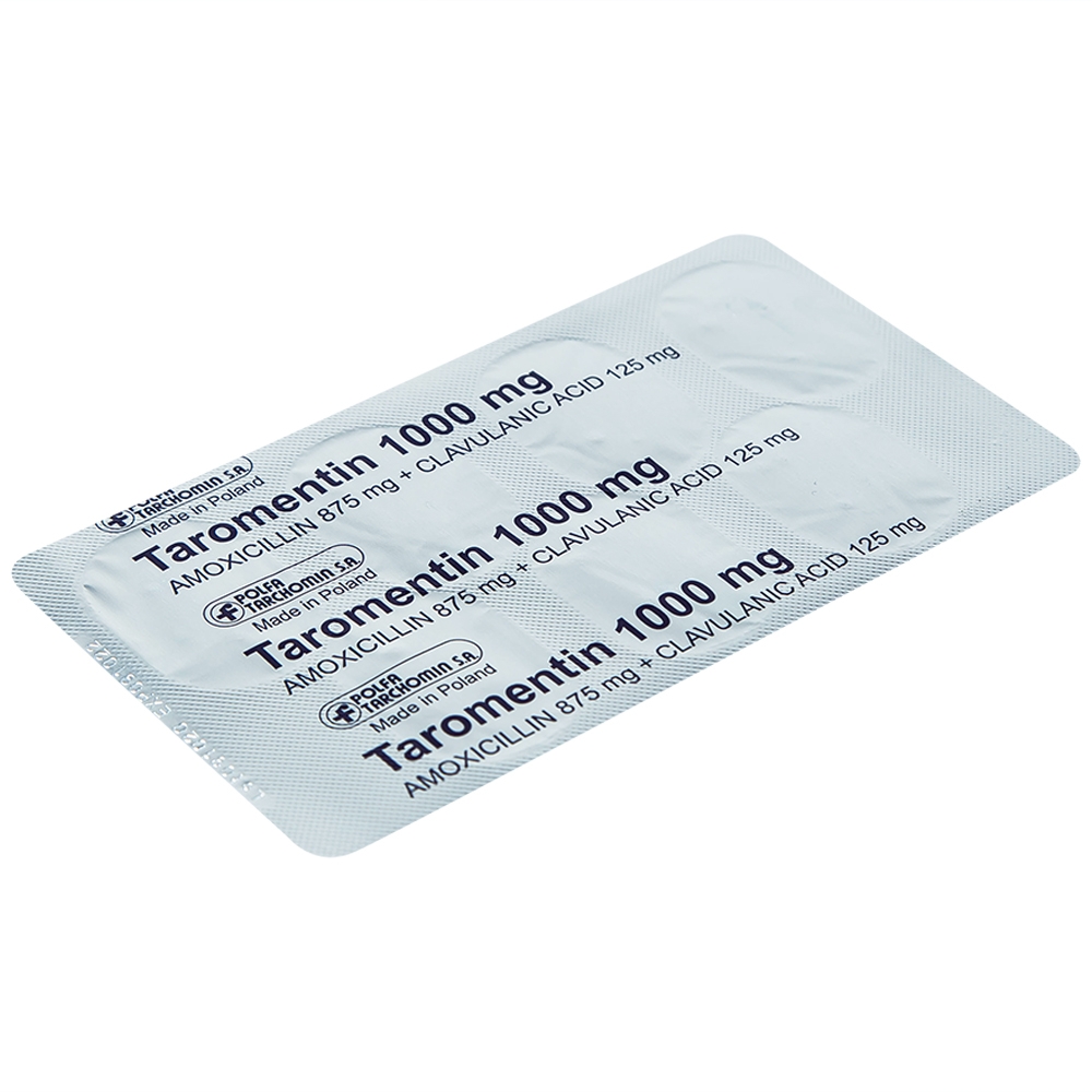 Hình ảnh Thuốc Taromentin 1000mg Polfarmex điều trị viêm xoang cạnh mũi (2 vỉ x 7 viên)