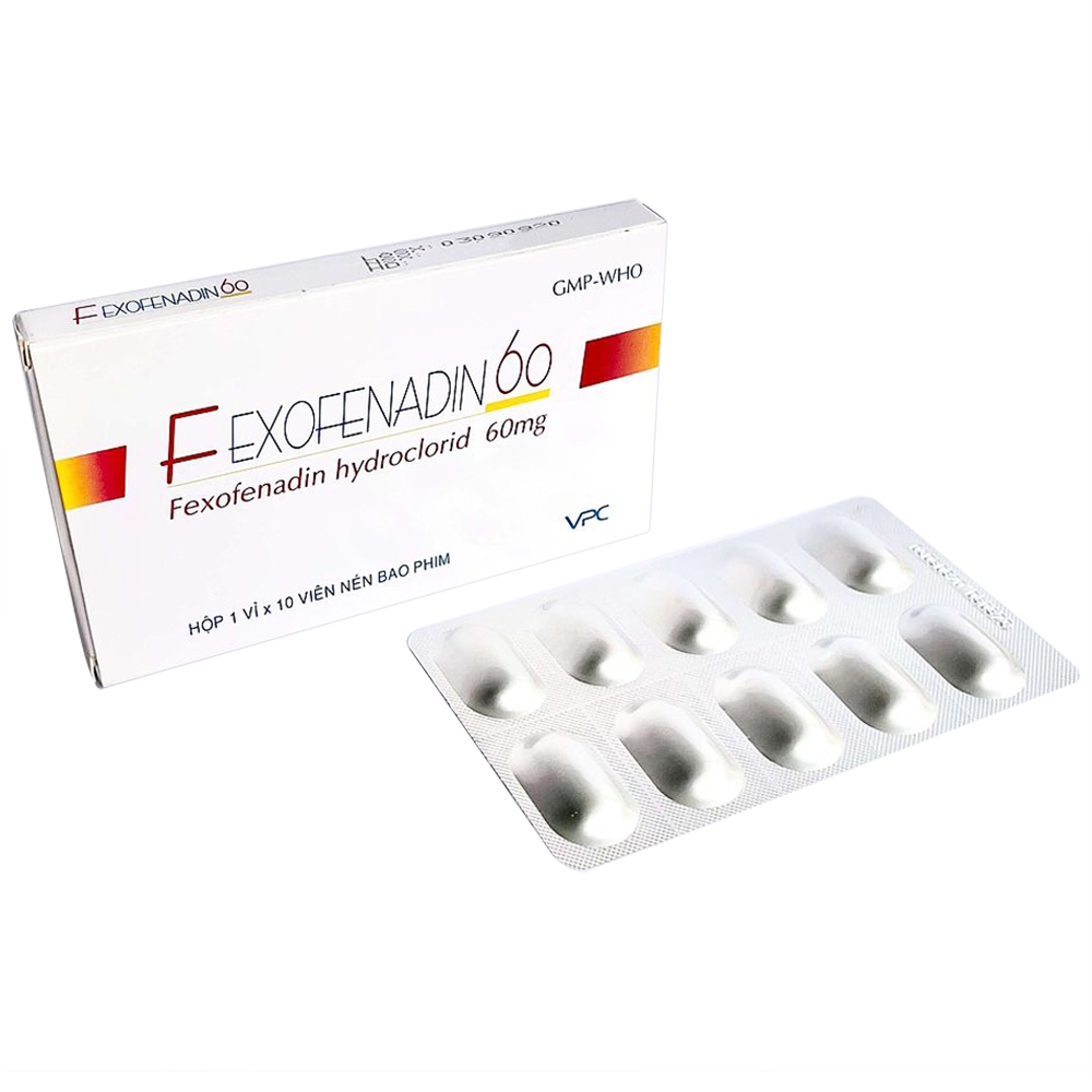 Hình ảnh Thuốc Fexofenadin 60 Pharimexco điều trị viêm mũi dị ứng theo mùa (1 vỉ x 10 viên)