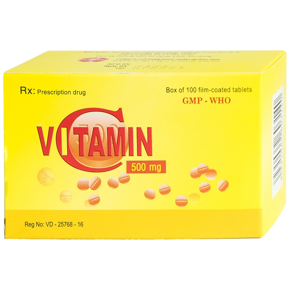 Hình ảnh Thuốc Vitamin C 500mg Quapharco điều trị bệnh do thiếu Vitamin C (10 vỉ x 10 viên)