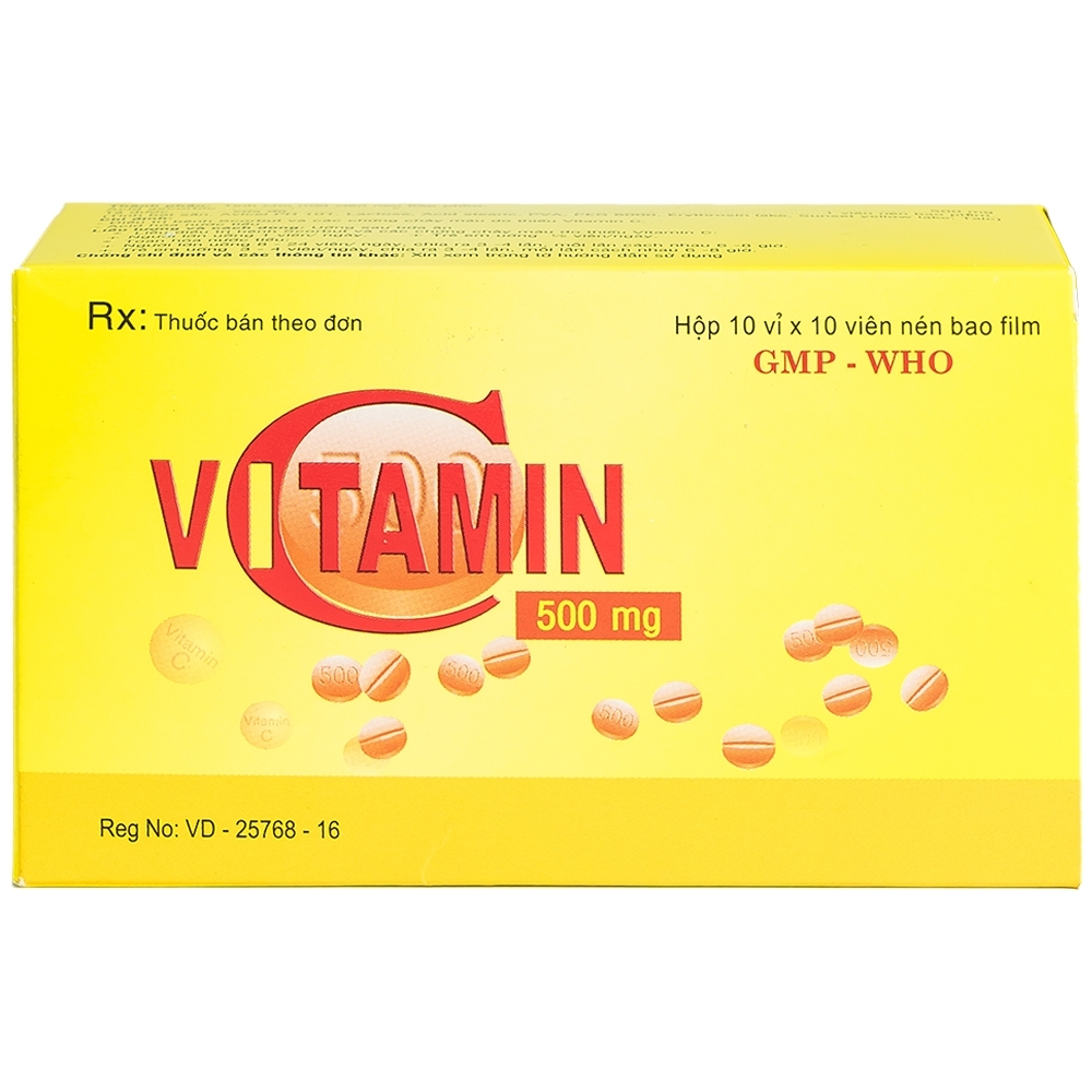 Hình ảnh Thuốc Vitamin C 500mg Quapharco điều trị bệnh do thiếu Vitamin C (10 vỉ x 10 viên)