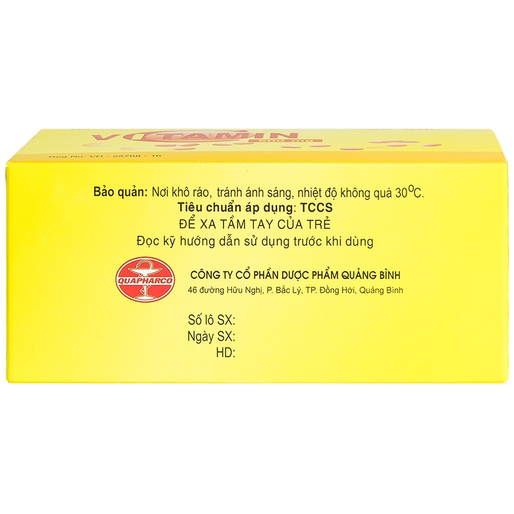 Hình ảnh Thuốc Vitamin C 500mg Quapharco điều trị bệnh do thiếu Vitamin C (10 vỉ x 10 viên)
