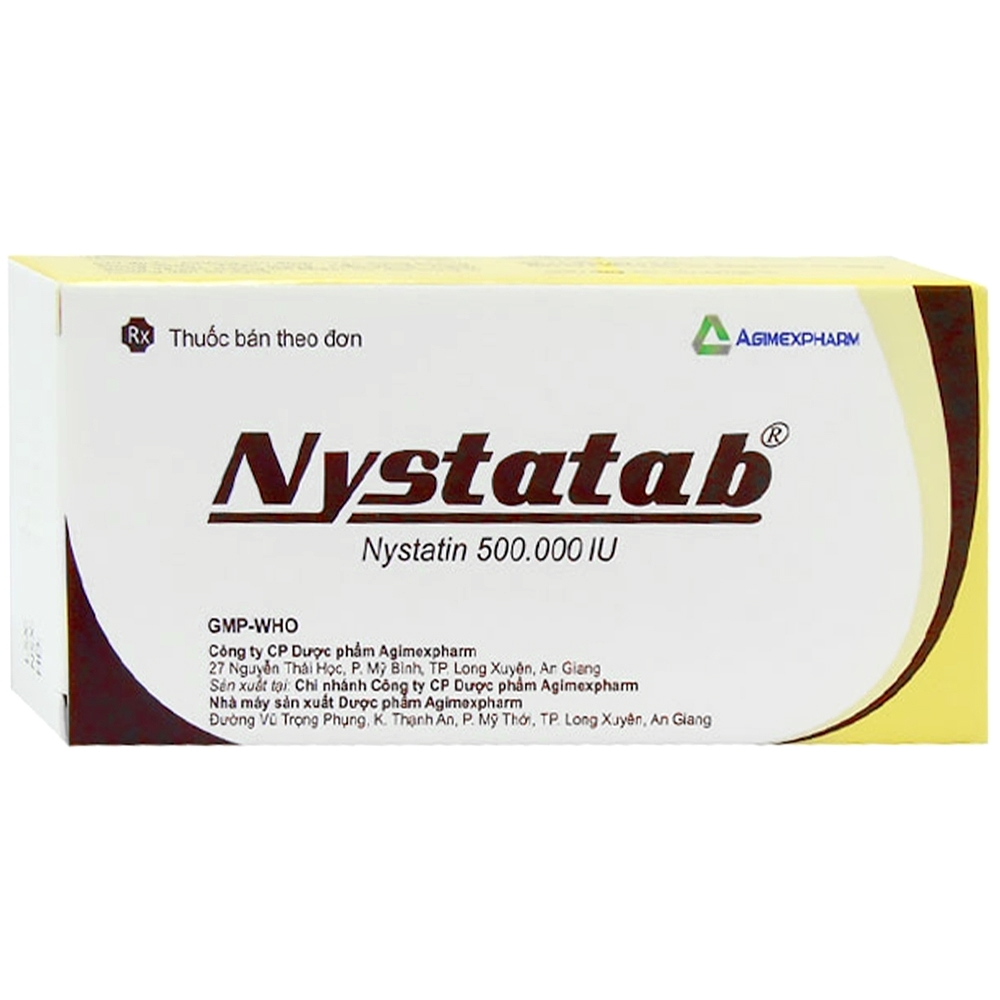 Hình ảnh Thuốc Nystatab 500.000 IU Agimexpharm dùng dự phòng và điều trị nhiễm nấm Candida (2 vỉ x 10 viên)