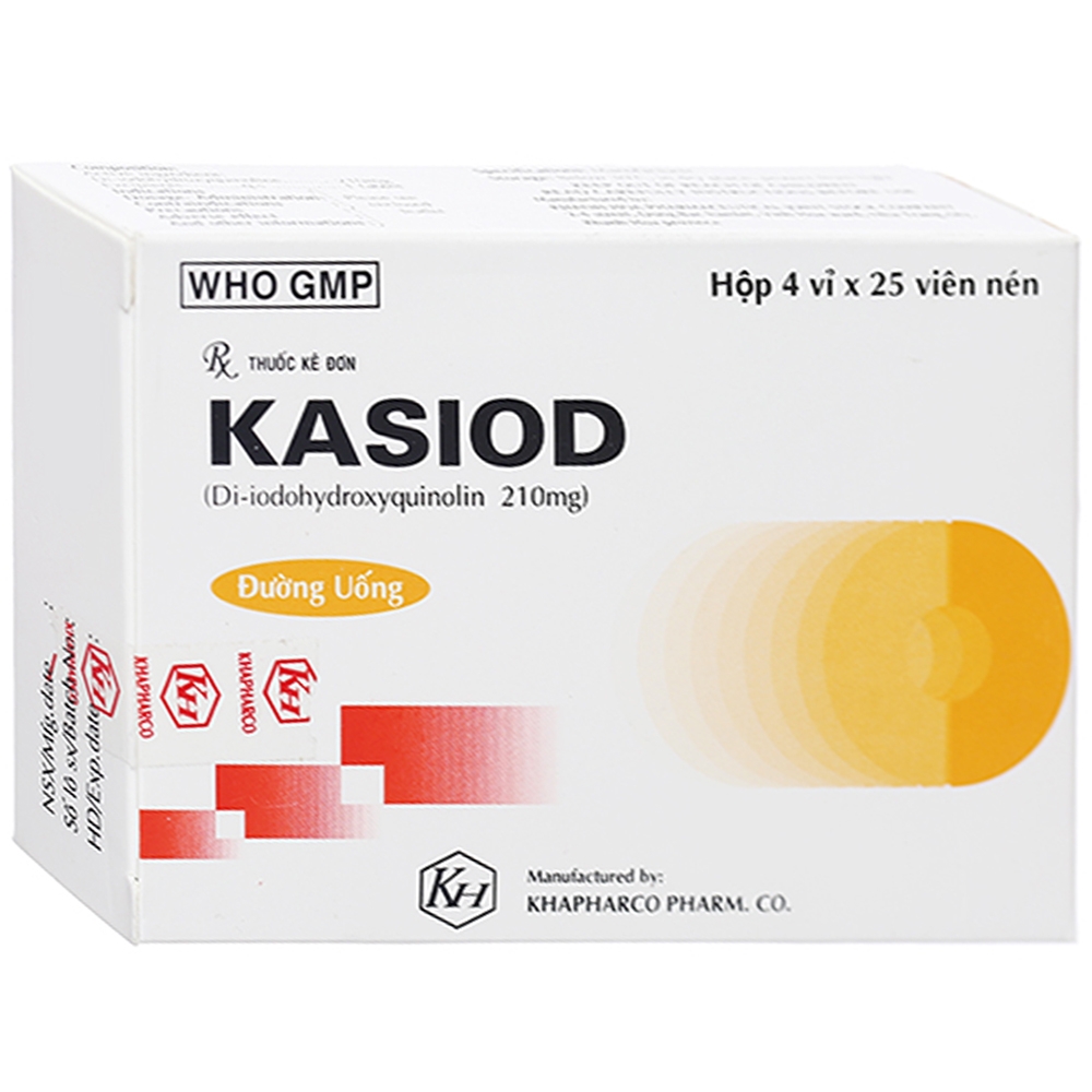 Hình ảnh Thuốc Kasiod 210mg Khapharco điều trị bệnh lỵ amip đường ruột, tiêu chảy (4 vỉ x 25 viên)