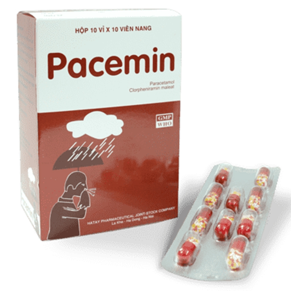 Hình ảnh Viên nang cứng Pacemin 325mg/2mg Hataphar điều trị cảm cúm, sốt, nhức đầu (10 vỉ x 10 viên)