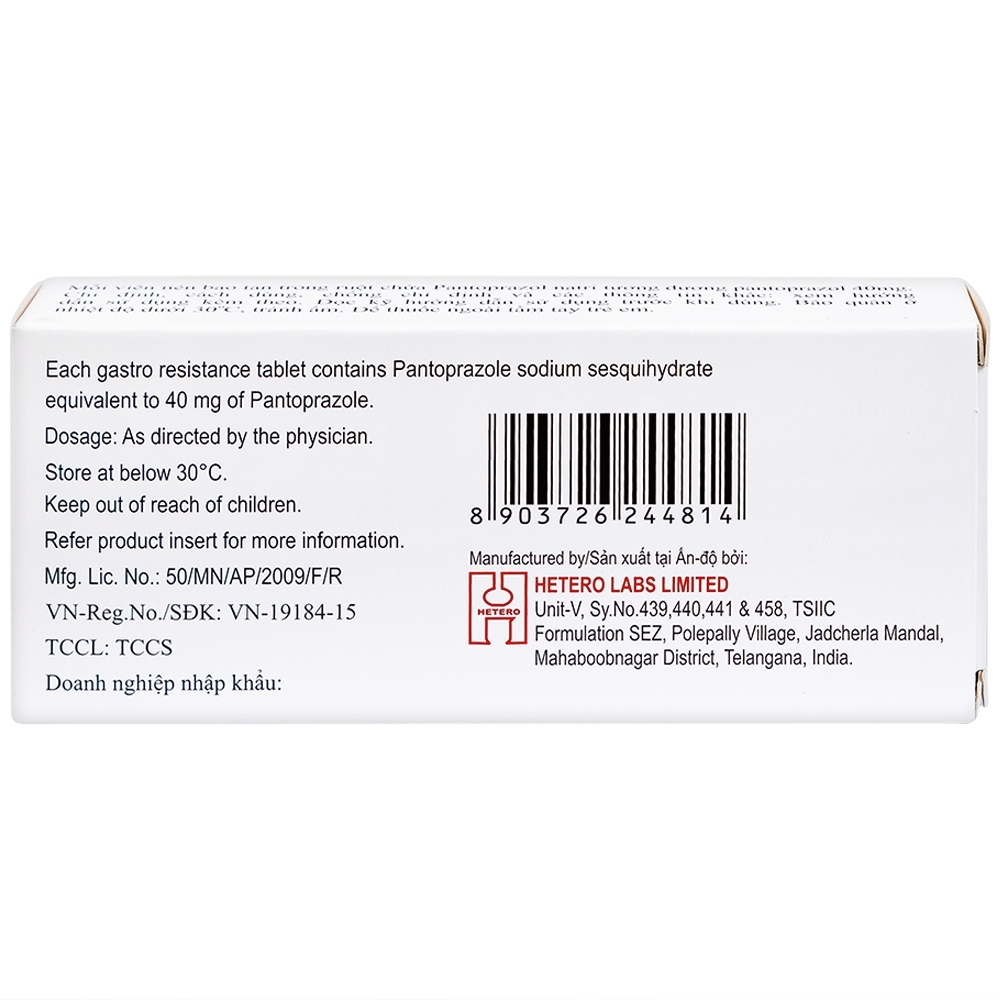 Hình ảnh Viên nén Pantin 40 Hetero điều trị viêm loét thực quản (3 vỉ x 10 viên)