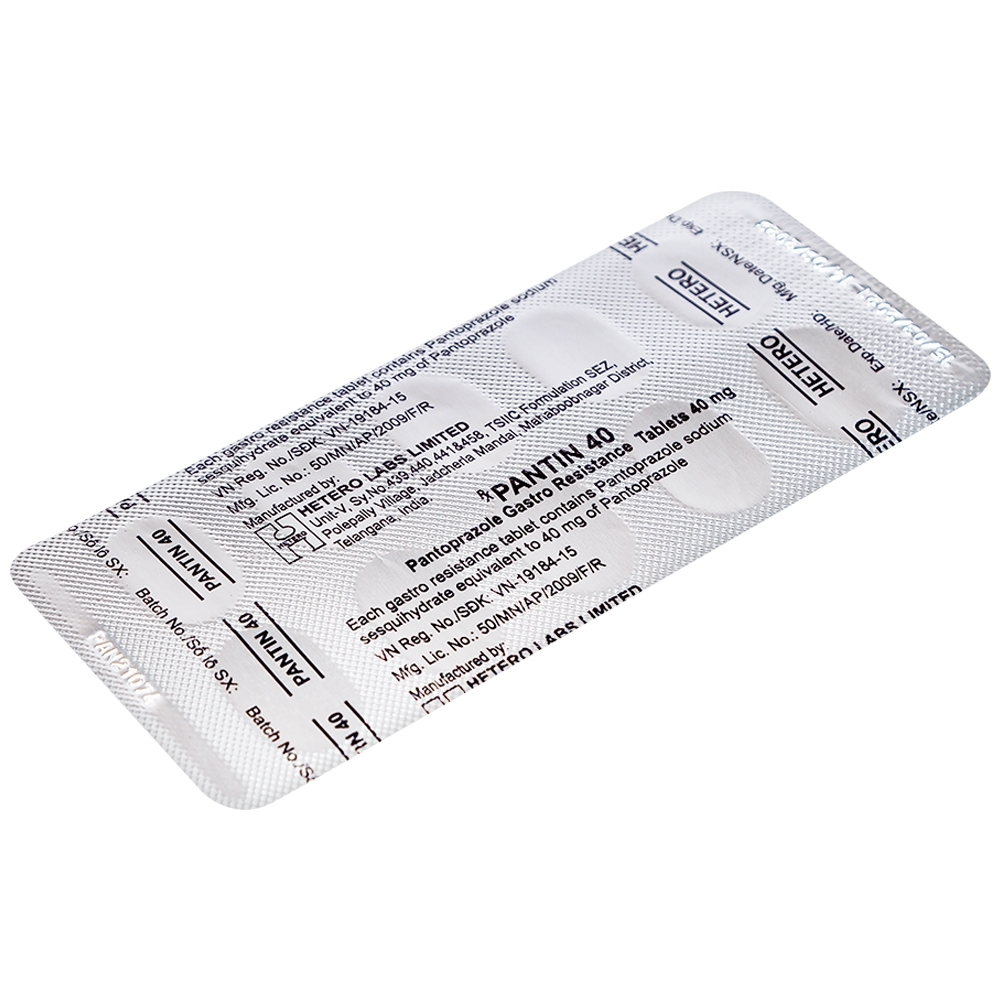 Hình ảnh Viên nén Pantin 40 Hetero điều trị viêm loét thực quản (3 vỉ x 10 viên)