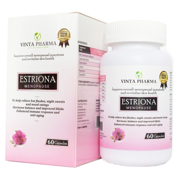 Hình ảnh Viên uống Estriona Menopause Vinta Pharma hỗ trợ hạn chế lão hóa và cải thiện nếp nhăn (60 viên)