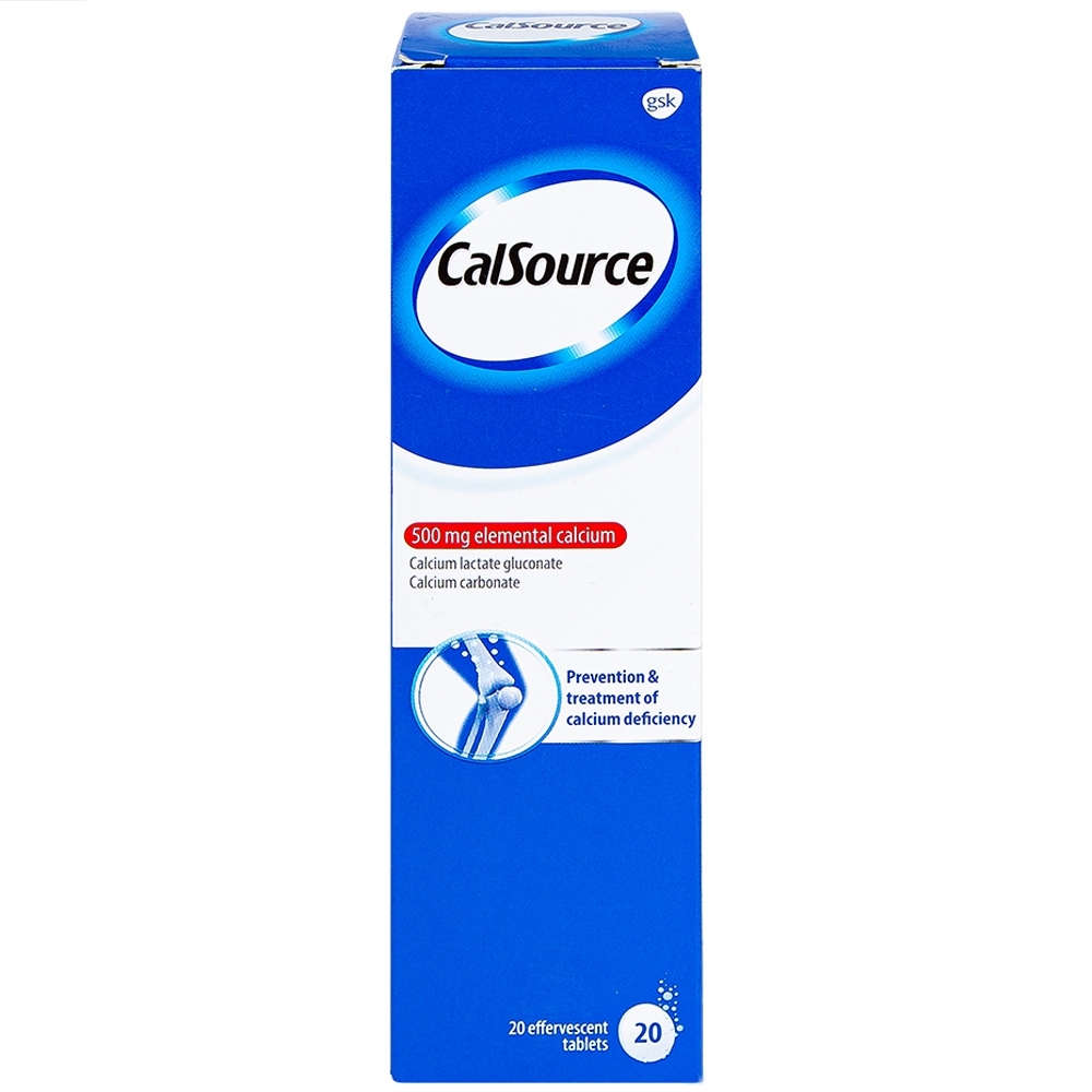 Hình ảnh Viên sủi CalSource 500mg GSK phòng ngừa và điều trị thiếu canxi (20 viên)