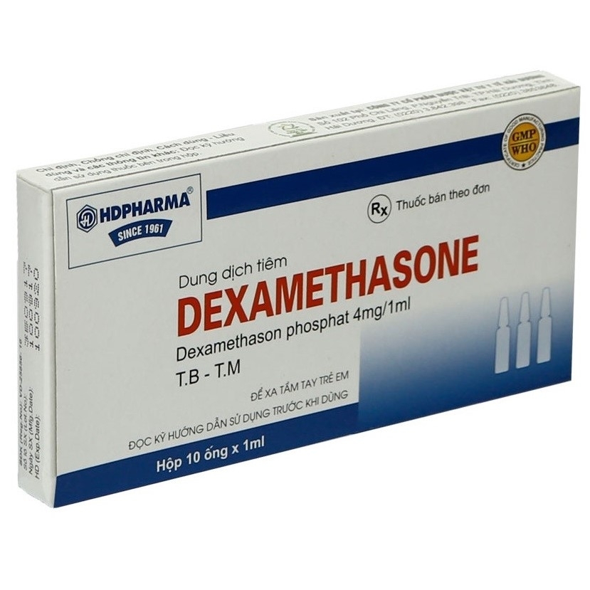 Hình ảnh Dung dịch tiêm Dexamethasone 4mg/ml Hải Dương điều trị trạng thái hen, bệnh dị ứng nặng (10 ống x 1ml)