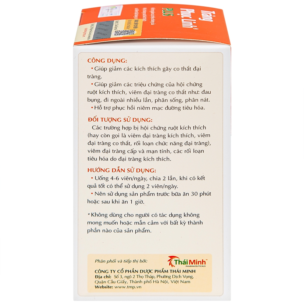 Hình ảnh Viên uống Tràng Phục Linh Plus Thái Minh hỗ trợ giảm các triệu chứng của hội chứng ruột kích thích (80 viên)