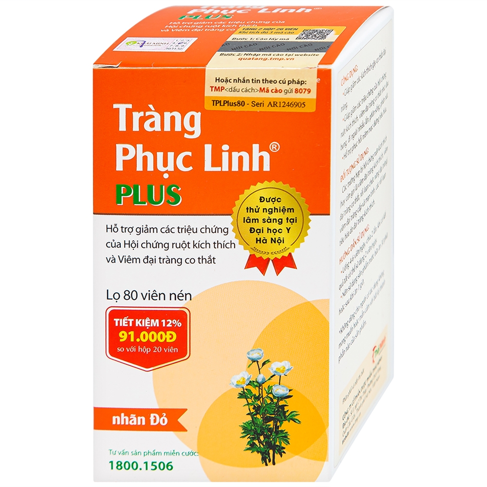 Hình ảnh Viên uống Tràng Phục Linh Plus Thái Minh hỗ trợ giảm các triệu chứng của hội chứng ruột kích thích (80 viên)