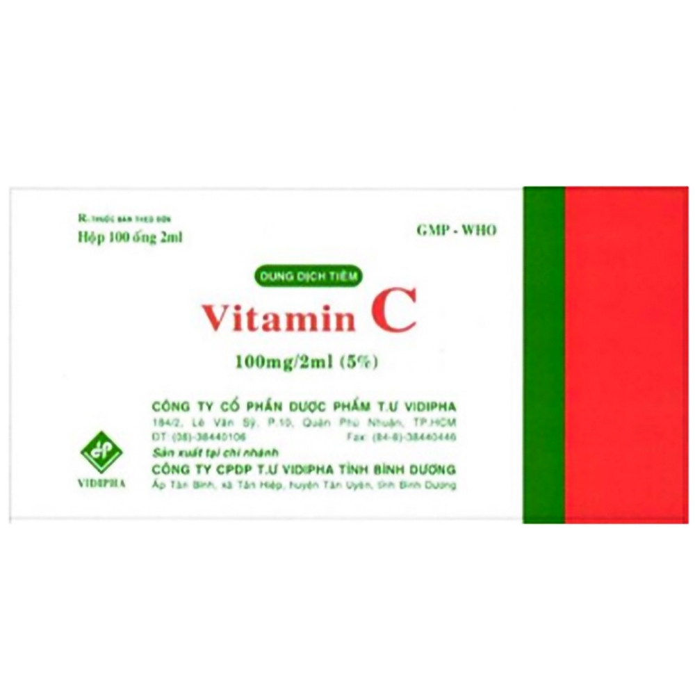 Hình ảnh Thuốc tiêm Vitamin C 100mg/2ml Vidipha điều trị bệnh do thiếu Vitamin C (100 ống x 2ml/ống)