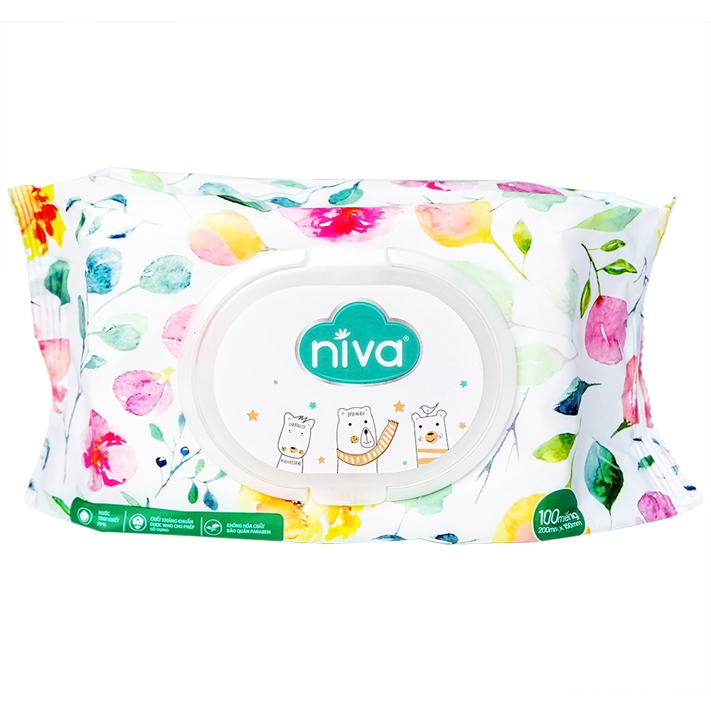 Hình ảnh Khăn ướt Niva Baby làm sạch, kháng khuẩn và giữ vệ sinh (100 miếng)