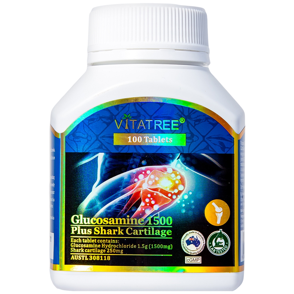 Hình ảnh Viên uống Vitatree Glucosamine 1500 Plus Shark Cartilage hỗ trợ duy trì chức năng của khớp (100 viên)