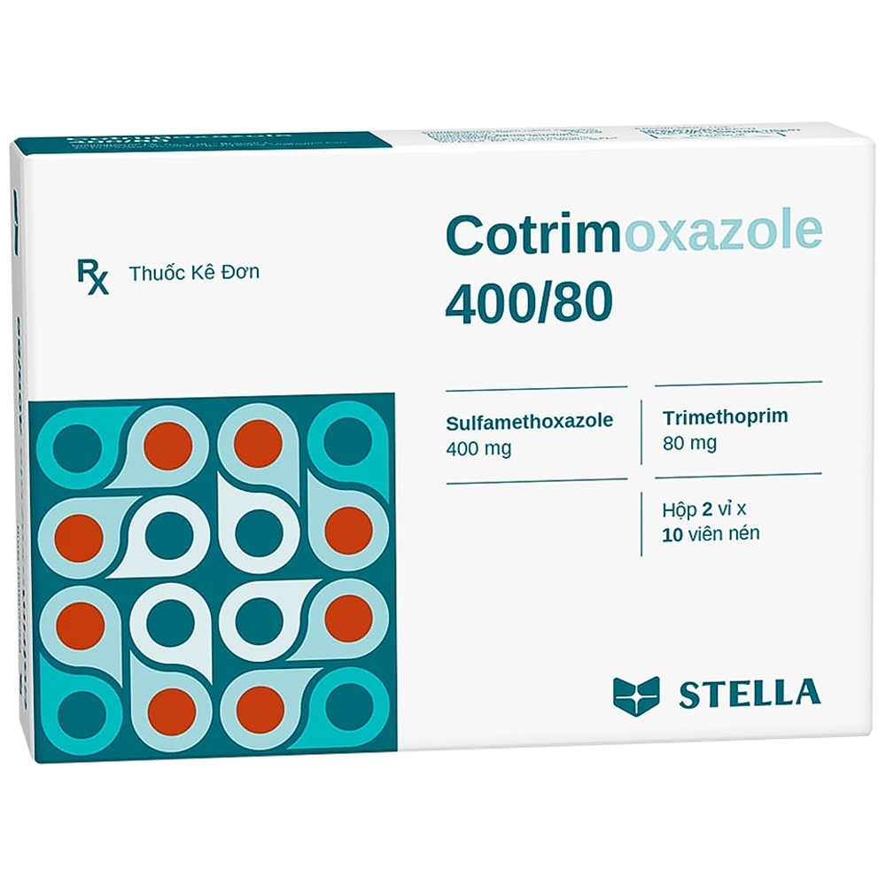 Hình ảnh Thuốc Cotrimoxazole 400/80 Stella điều trị nhiễm khuẩn (10 vỉ x 10 viên)