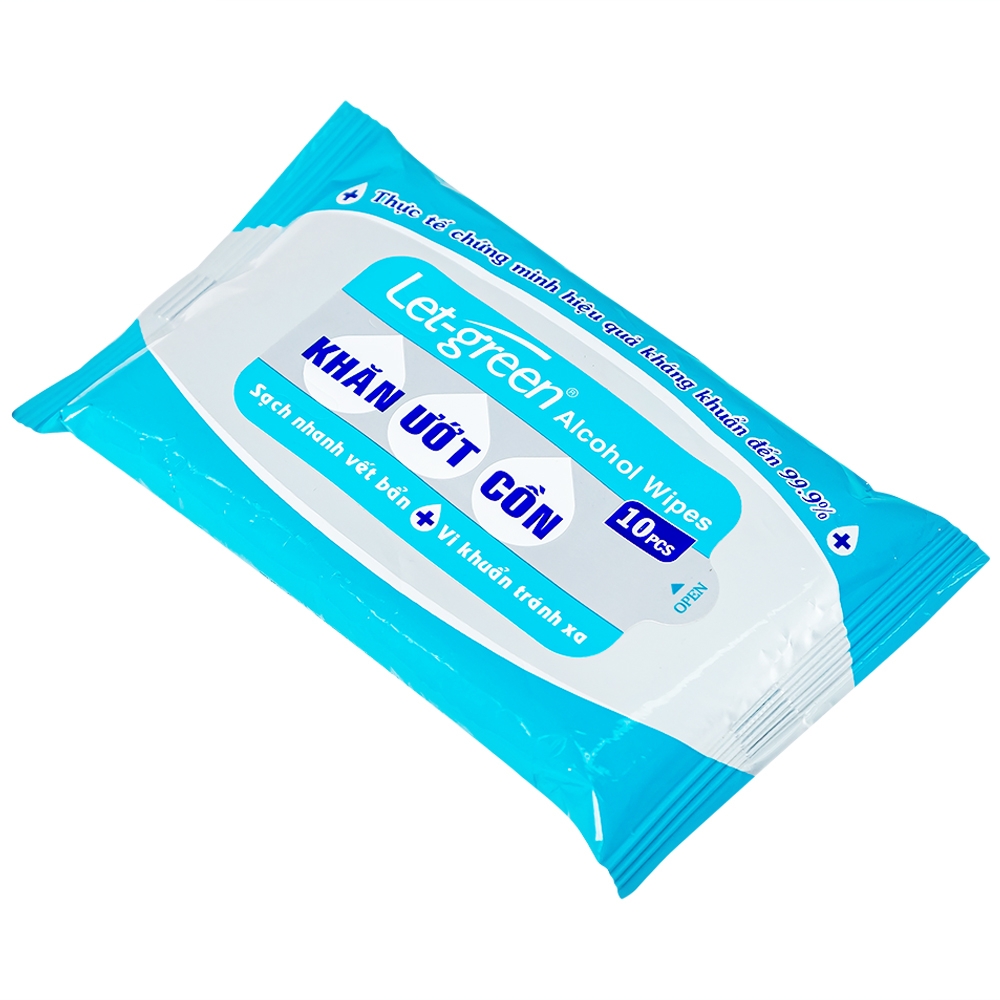 Hình ảnh Khăn giấy ướt cồn Let-Green làm sạch, kháng khuẩn và giữ vệ sinh (10 miếng)