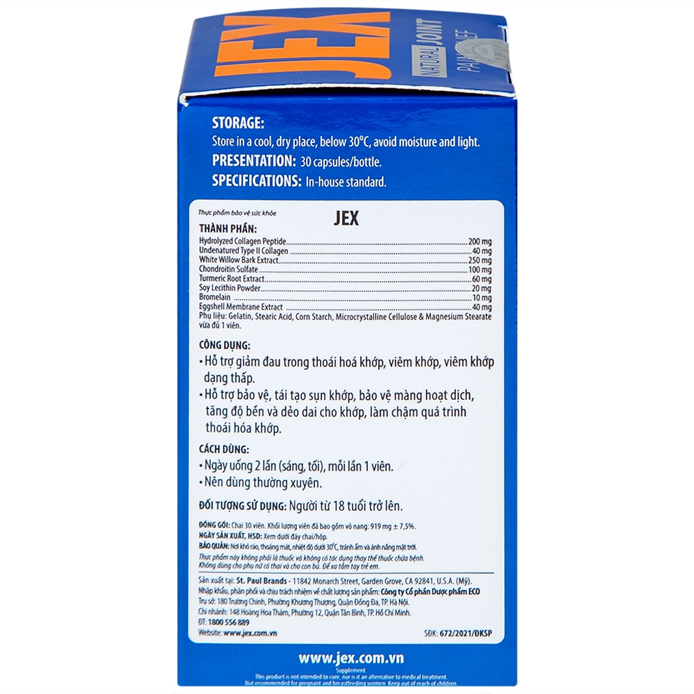 Hình ảnh Viên uống Jex Natural Ecogreen hỗ trợ giảm đau trong thoái hoá khớp, viêm khớp (30 viên)