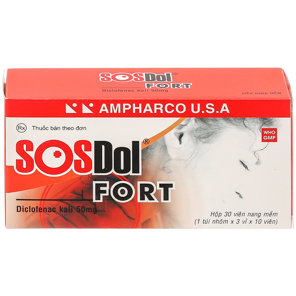 Hình ảnh Thuốc Sosdol Fort 50mg Ampharco điều trị ngắn hạn đau bụng kinh nguyên phát (3 vỉ x 10 viên)