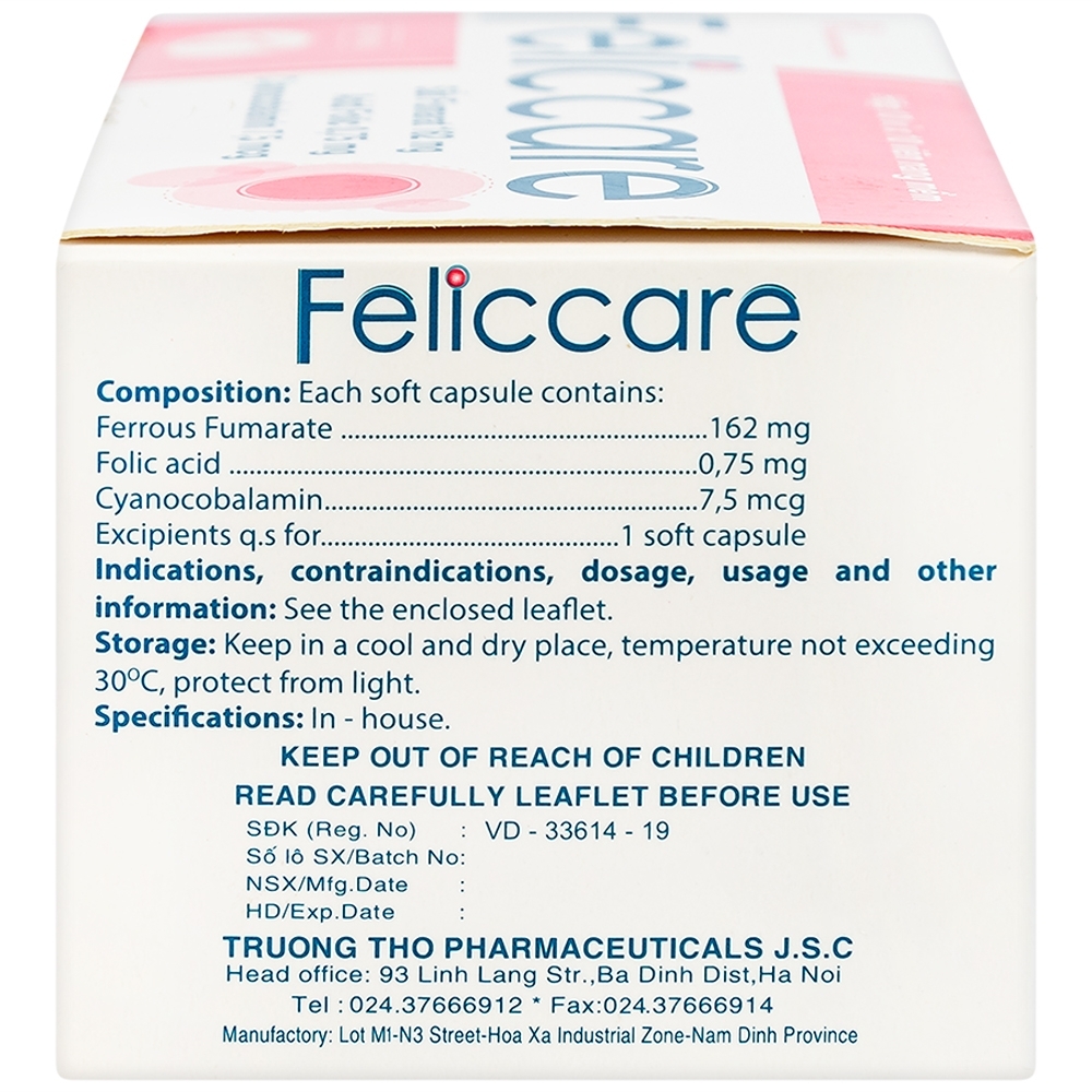 Hình ảnh Thuốc Feliccare Trường Thọ phòng và trị các trường hợp thiếu máu (10 vỉ x 10 viên)