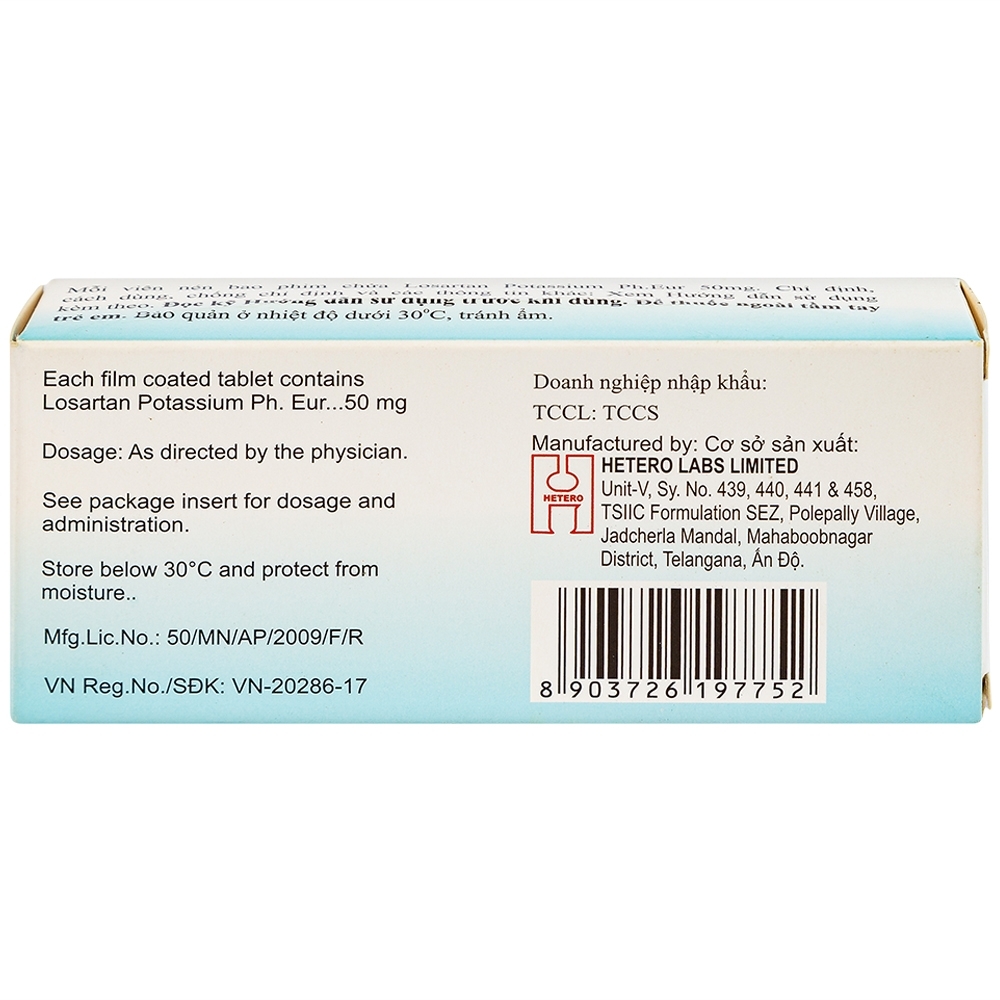 Hình ảnh Viên nén Losagen 50 Hetero điều trị tăng huyết áp (3 vỉ x 10 viên)
