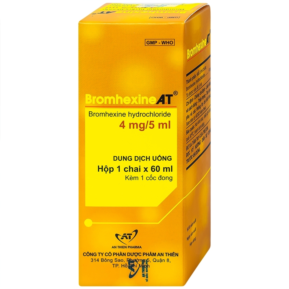 Hình ảnh Dung dịch uống Bromhexine AT loãng đờm trong nhiễm khuẩn đường hô hấp (60ml)