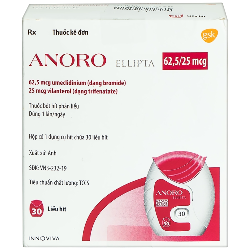 Hình ảnh Thuốc Anoro Ellipta 62.5/25mcg GSK điều trị duy trì giãn phế quản (30 liều)