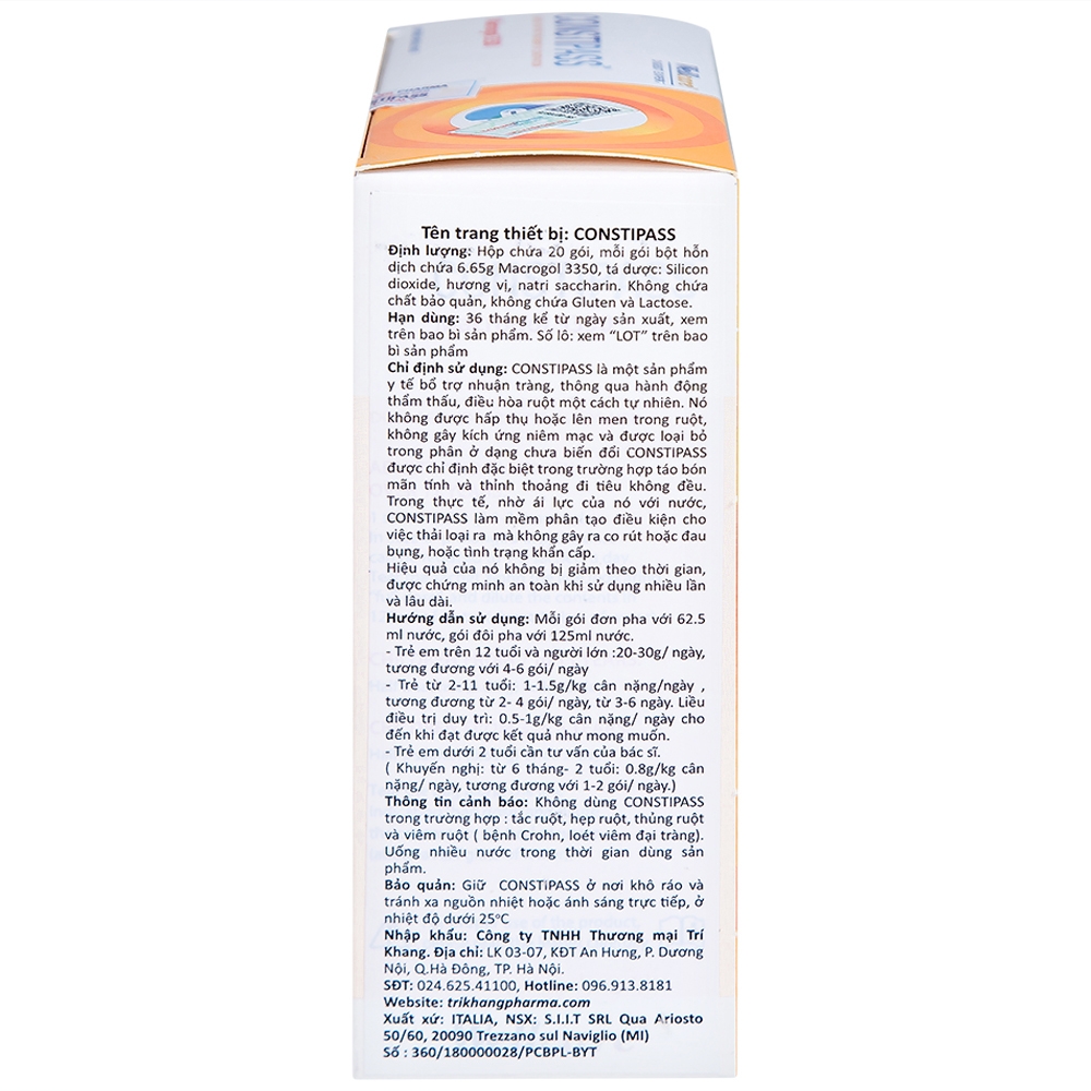 Hình ảnh Bột nhuận tràng Constipass Wellcare bổ trợ nhuận tràng, khắc phục chứng táo bón (20 gói)